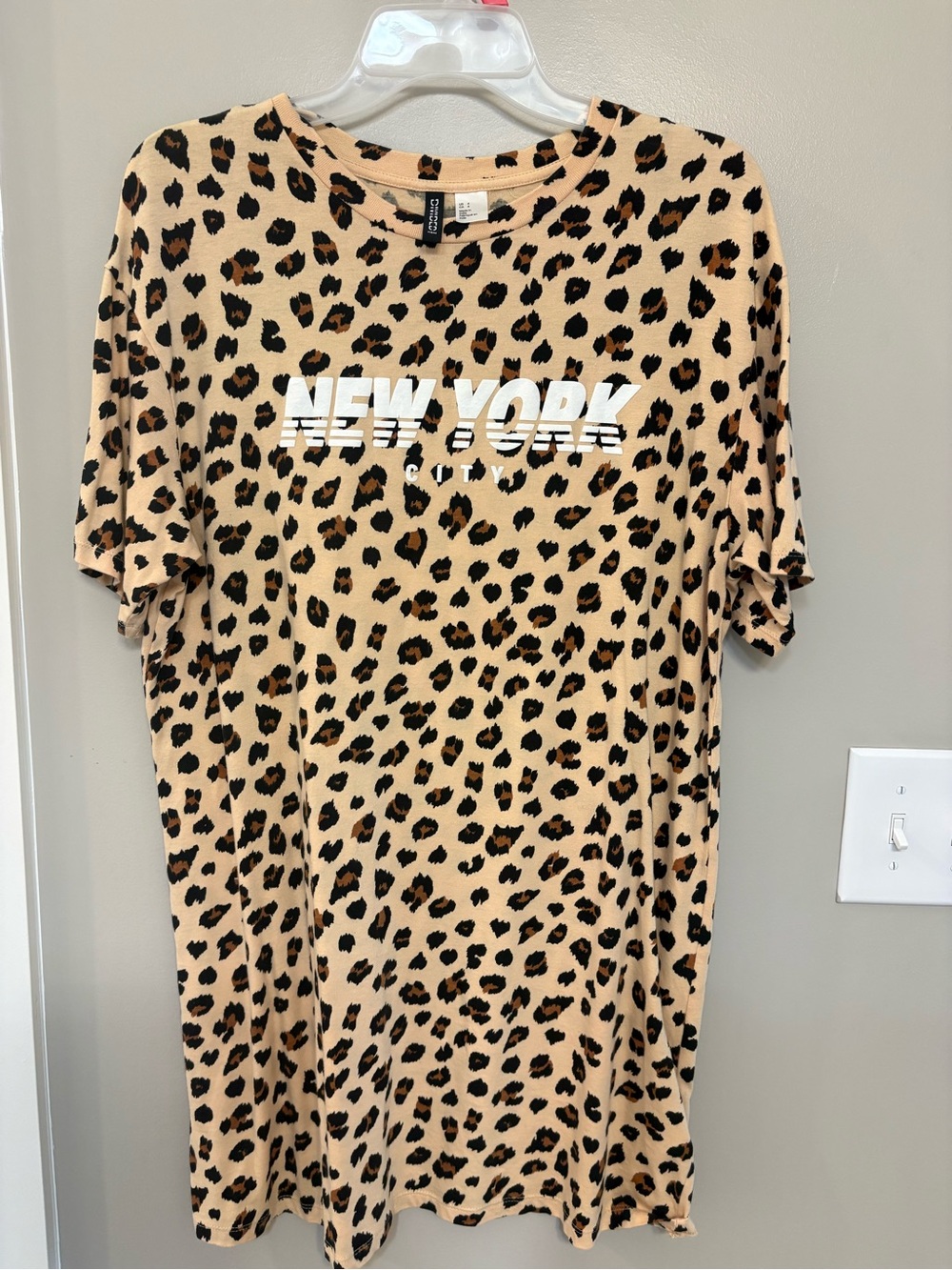 H&M Leopard Print 'New York' Kids Tee - Beige/Black